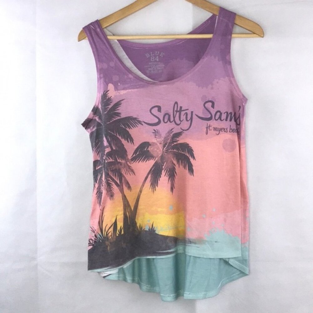 Blue 84  Salty Sam's Fort Myers Beach Women’s Summer Tank Top Tee Size M